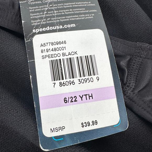 NWT Speedo ProLT One Piece Speedo Black Size 6/22 YOUTH - Picture 6 of 8